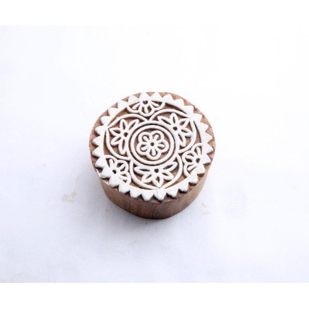 Round wooden block for fabric printing