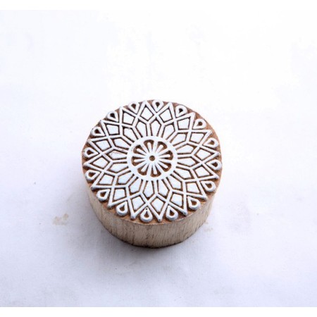 Round wooden block for fabric printing