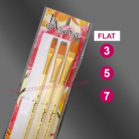 Arora Synthetic Set of 3, 5 and 7 number flat Paint brushes for acrylic, water or poster color painting