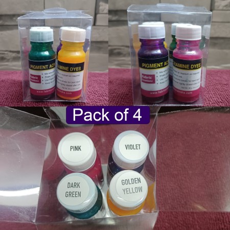 Pigment Acramins Dyes for Fabric Painting, Block & Screen Printing – 4 Colours Pack (30g each)