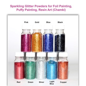 Foil painting & Resin Sparkling Glitter Powders Pack of 9 (240g Total) – Multi-Color Shimmer & Chamki for Art, Craft