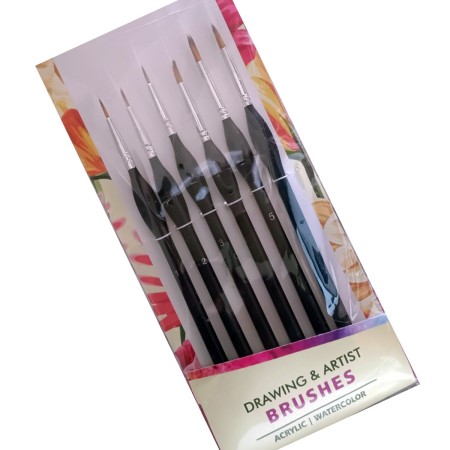 Art Asia Liner Black Brush 6 Pcs for Watercolor and Acrylic Painting