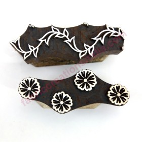Hand made two colour border block, size 6 Inch long - Wooden block for professional block printing