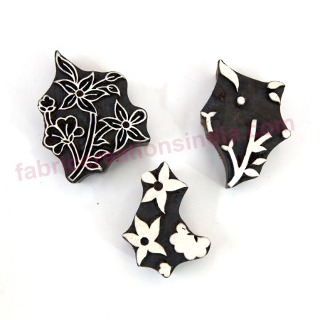 Hand made Three colour flower block, size 3 Inch - Wooden block for professional block printing